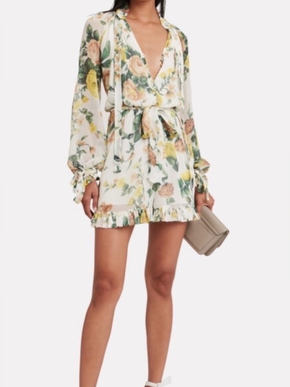 AUTH WOMEN’S ZIMMERMANN L/S ZIPPY FLORAL CREPE PLAYSUIT - SZ 0